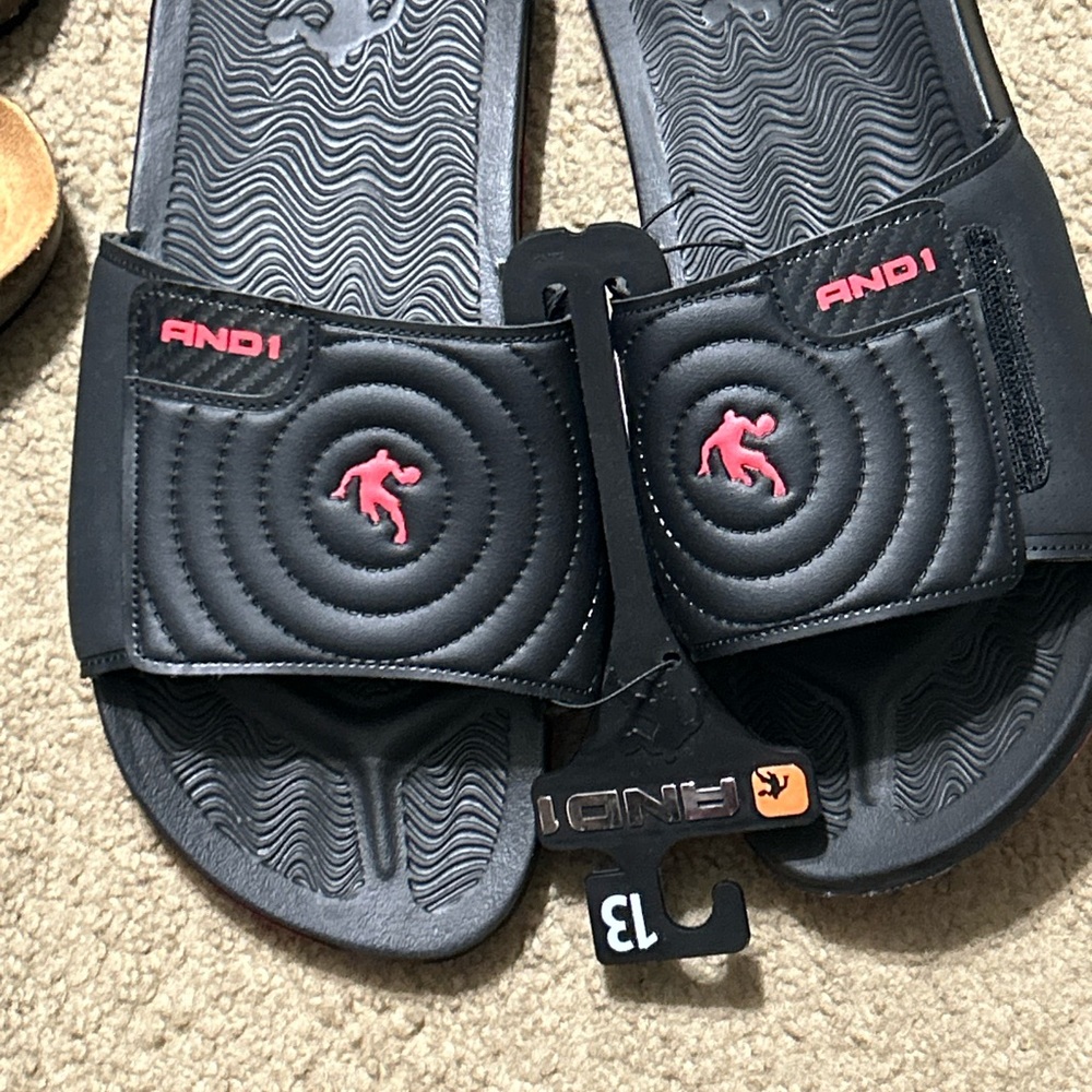 AND1 Black Slides with Pink Accents